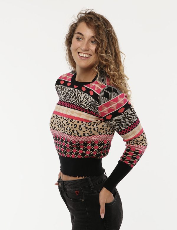 Maglione Desigual Geometrico Animalier - 50% Viscosa 30% Poliestere 20% PoliammideLa modella indossa la taglia S è alta 170