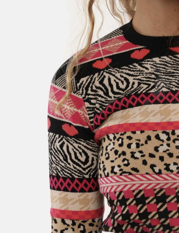 Maglione Desigual Geometrico Animalier - 50% Viscosa 30% Poliestere 20% PoliammideLa modella indossa la taglia S è alta 170