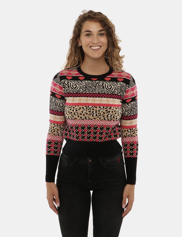Maglione Desigual Geometrico Animalier - 50% Viscosa 30% Poliestere 20% PoliammideLa modella indossa la taglia S è alta 170