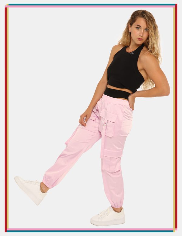 Pantalone Disclaimer rosa - COMPOSIZIONE E VESTIBILITÀ:Altre materieLa modella è alta 170 cm e indossa la taglia S. La vesti