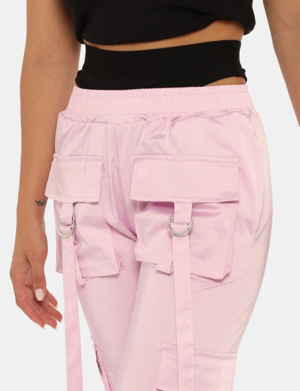 Pantalone Disclaimer rosa - COMPOSIZIONE E VESTIBILITÀ:Altre materieLa modella è alta 170 cm e indossa la taglia S. La vesti
