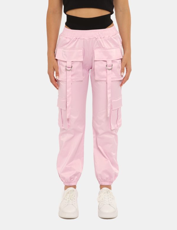 Pantalone Disclaimer rosa - COMPOSIZIONE E VESTIBILITÀ:Altre materieLa modella è alta 170 cm e indossa la taglia S. La vesti