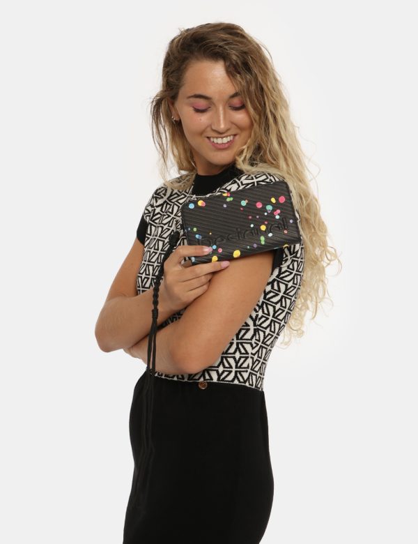 Portafoglio Desigual nero e pois - COMPOSIZIONE E VESTIBILITÀ:100% poliestereCONSIGLI DI STILE:Portafoglio di medie dimensio