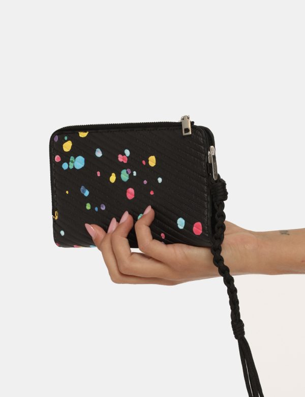 Portafoglio Desigual nero e pois - COMPOSIZIONE E VESTIBILITÀ:100% poliestereCONSIGLI DI STILE:Portafoglio di medie dimensio