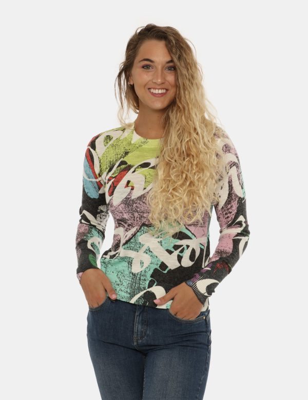 Maglione Desigual fantasia - COMPOSIZIONE E VESTIBILITÀ:75% acrilico 25% lanaLa modella è alta 170 cm e indossa la taglia S.