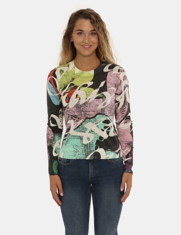 Maglione Desigual fantasia - COMPOSIZIONE E VESTIBILITÀ:75% acrilico 25% lanaLa modella è alta 170 cm e indossa la taglia S.