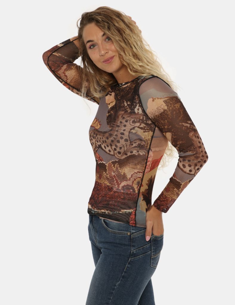 Maglia girocollo donna - Maglia Desigual marrone