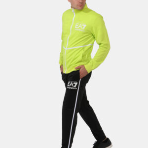 Tuta intera Ea7 Giallo - Tuta intera due pezzi composta da felpa in giallo fluo e pantaloni neri. La felpa ha tasche a tagli