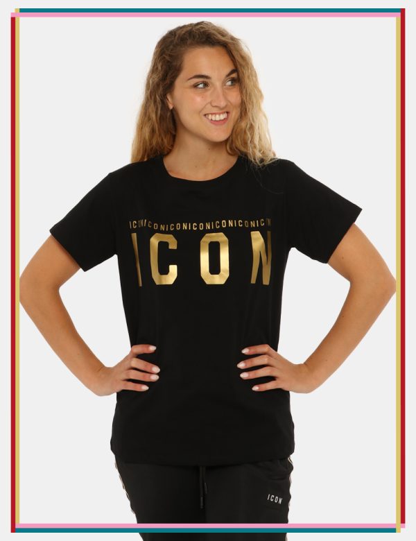 T-shirt Icon nero - COMPOSIZIONE E VESTIBILITÀ:100% cotoneLa modella è alta 170 cm e indossa la taglia S. La vestibilità del