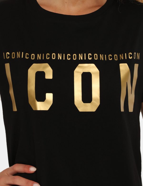 T-shirt Icon nero - COMPOSIZIONE E VESTIBILITÀ:100% cotoneLa modella è alta 170 cm e indossa la taglia S. La vestibilità del
