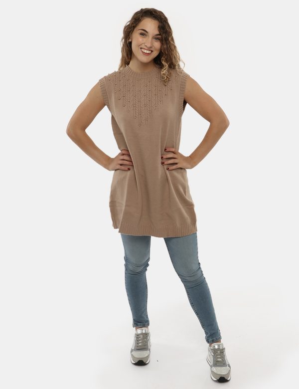 Vestito Yes Zee smanicato a girocollo - 50% acrilica 30% poliestere 20% poliammideLa modella indossa la taglia S e la vestib