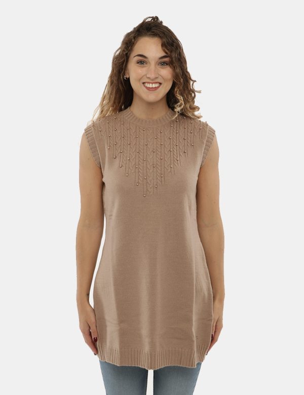 Vestito Yes Zee smanicato a girocollo - 50% acrilica 30% poliestere 20% poliammideLa modella indossa la taglia S e la vestib