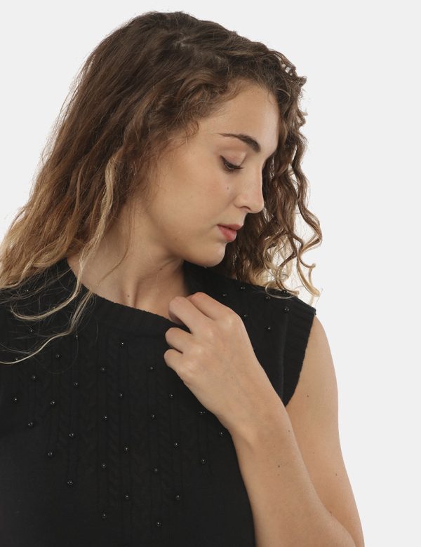Vestito Yes Zee smanicato a girocollo - 50% acrilica 30% poliestere 20% poliammideLa modella indossa la taglia S e la vestib