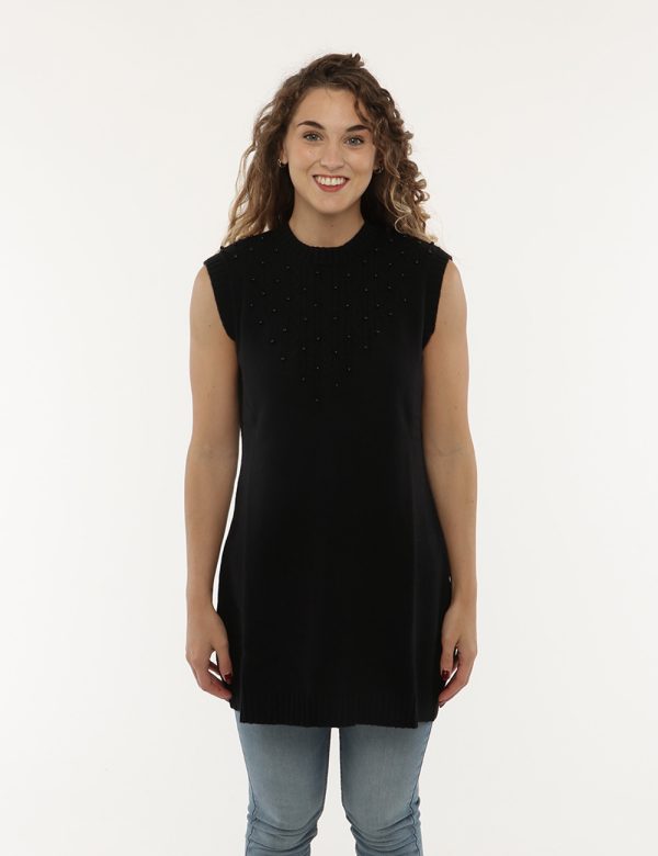 Vestito Yes Zee smanicato a girocollo - 50% acrilica 30% poliestere 20% poliammideLa modella indossa la taglia S e la vestib