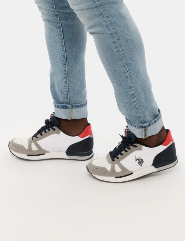 Sneakers U.S. POLO ASSN. Colourblock con inserti in nylon - Ecopelle e materiale tessile Il modello indossa il numero 43 e l