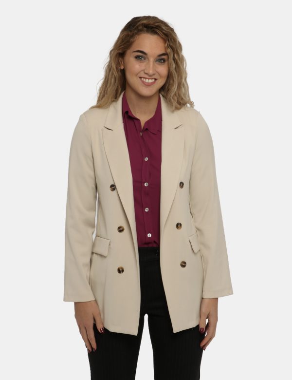 Giacca Vougue beige - COMPOSIZIONE E VESTIBILITÀ:63% poliestere 34% viscosa 3% elastaneLa modella è alta 170 cm e indossa la