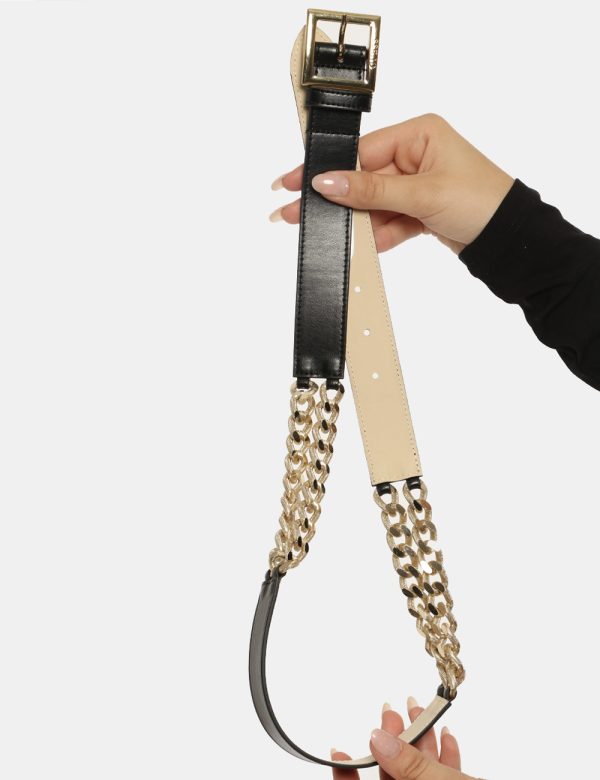 Cintura Guess nero - COMPOSIZIONE E VESTIBILITÀ:100% poliuretanoCONSIGLI DI STILE:Cintura in simil pelle nera alternata a ca