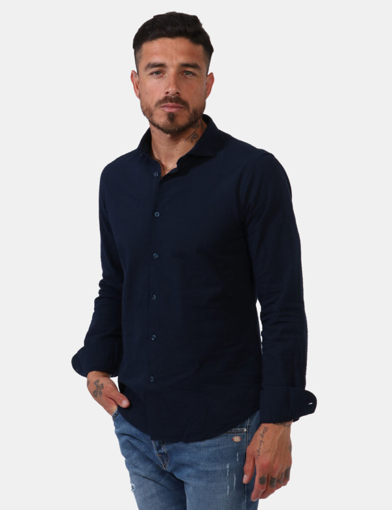 Camicie da uomo Yes Zee - Camicia Yes Zee Blu