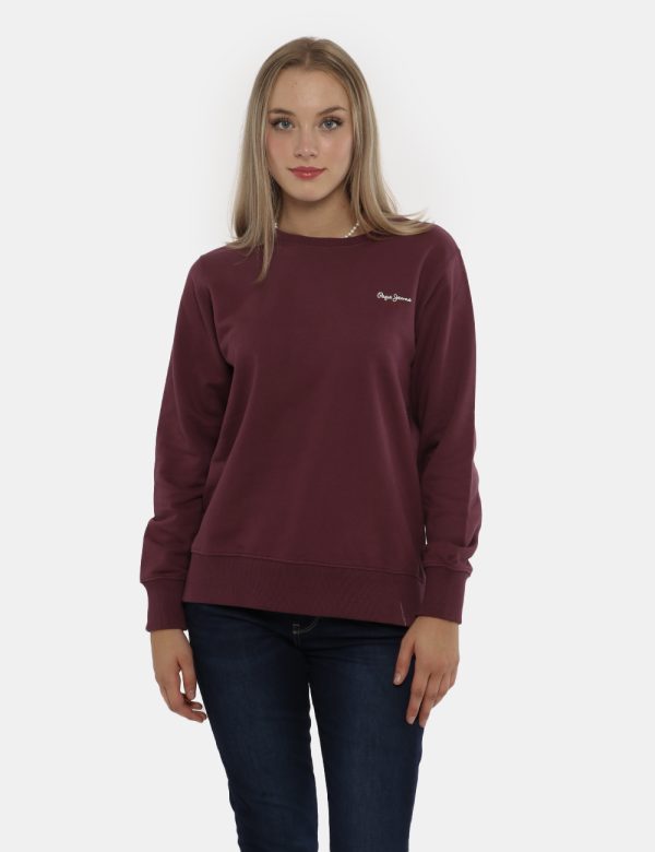 Felpa Pepe Jeans bordeaux - COMPOSIZIONE E VESTIBILITÀ:100% cotoneLa modella è alta 172 cm e indossa la taglia S. La vestib