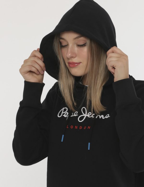 Felpa Pepe Jeans nero - COMPOSIZIONE E VESTIBILITÀ:100% cotoneLa modella è alta 172 cm e indossa la taglia S. La vestibilità