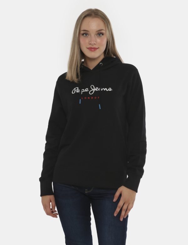 Felpa Pepe Jeans nero - COMPOSIZIONE E VESTIBILITÀ:100% cotoneLa modella è alta 172 cm e indossa la taglia S. La vestibilità