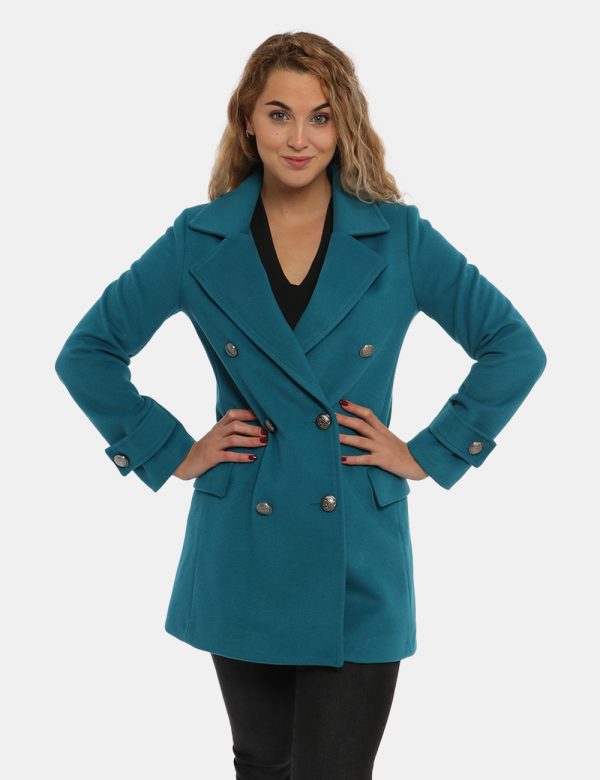 Cappotto Vougue azzurro ottanio - COMPOSIZIONE E VESTIBILITÀ:92% poliestere 8% viscosaLa modella è alta 170 cm e indossa la