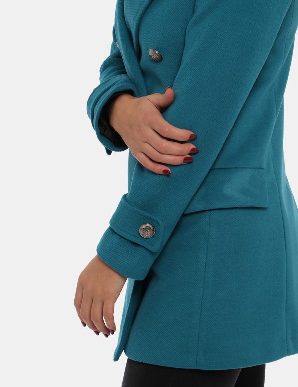 Cappotto Vougue azzurro ottanio - COMPOSIZIONE E VESTIBILITÀ:92% poliestere 8% viscosaLa modella è alta 170 cm e indossa la