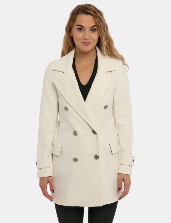 Cappotto Vougue bianco panna - COMPOSIZIONE E VESTIBILITÀ:92% poliestere 8% viscosaLa modella è alta 170 cm e indossa la tag