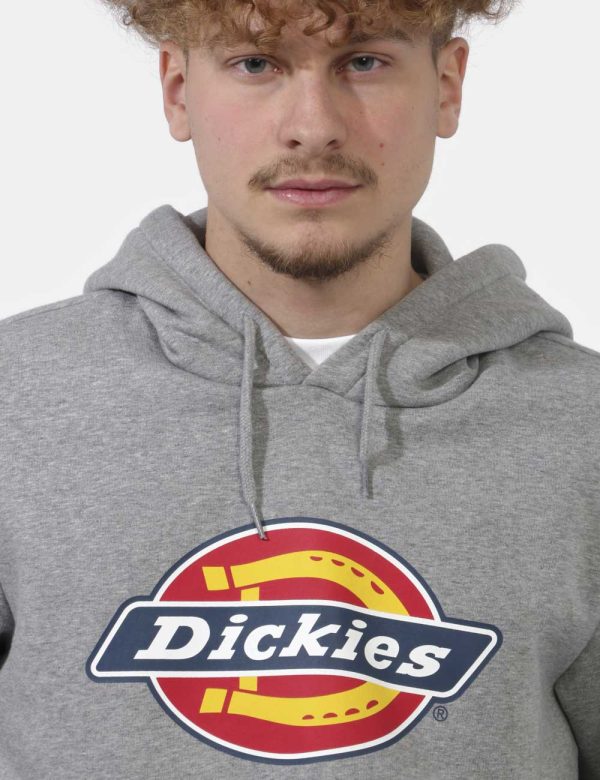 Felpa Dickies Grigio - Felpa con cappuccio e polsini su base grigia con stampa logo brand in tinta originale. Presente tasco