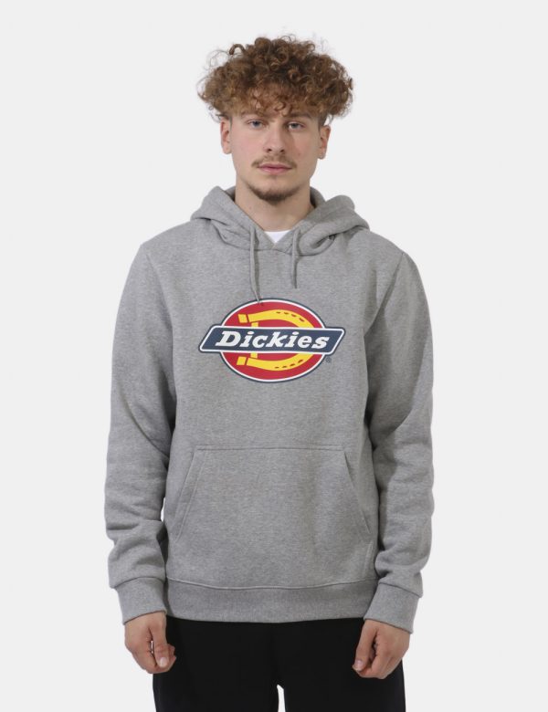 Felpa Dickies Grigio - Felpa con cappuccio e polsini su base grigia con stampa logo brand in tinta originale. Presente tasco