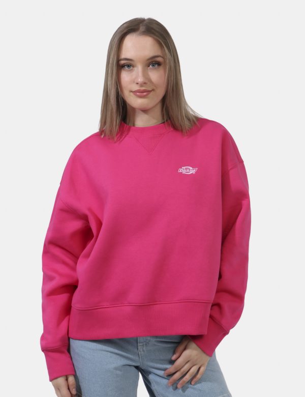Felpa Dickies Fuxia - Felpa classica con polsini ed in total fuxia. Presente logo brand ricamato bianco. La vestibilità è mo