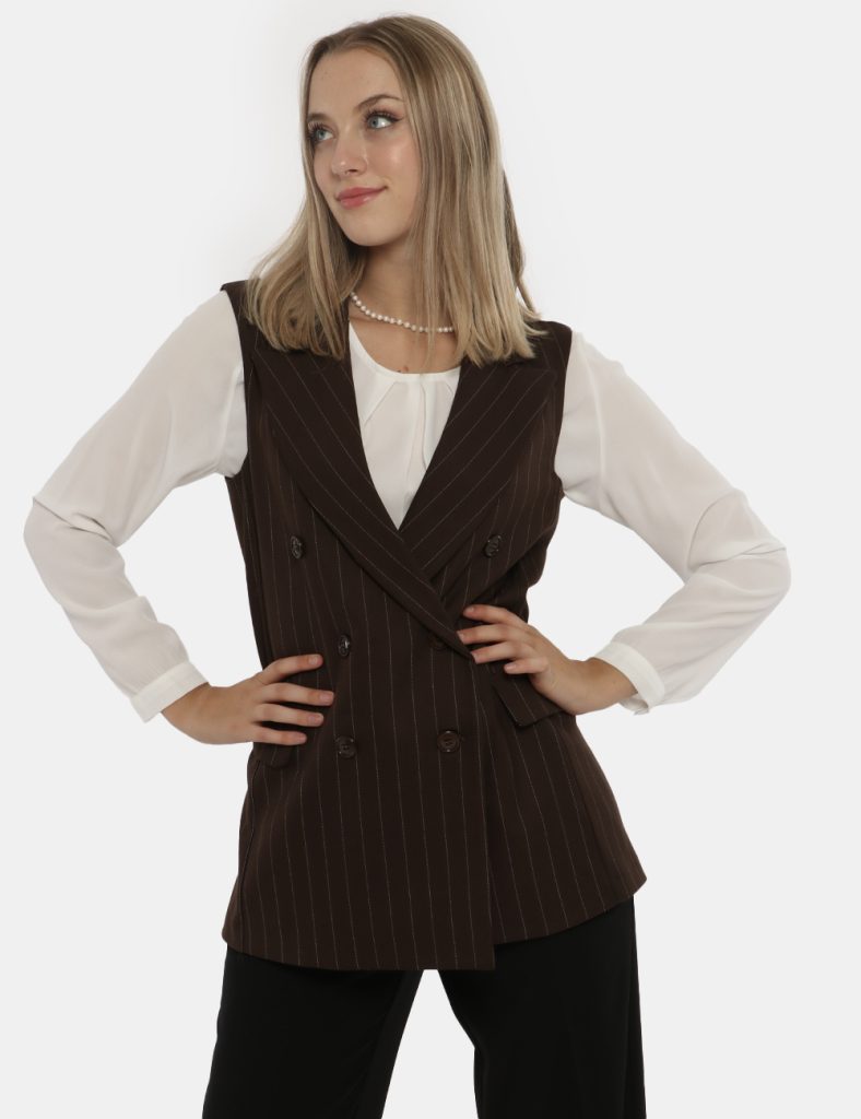 Gilet Vougue marrone gessato