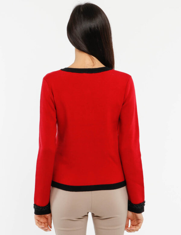 Maglione Fracomina con finte tasche decorate - 55% poliestere 20% acrilico 20% poliammide 5% lanaLa modella indossa la tagli