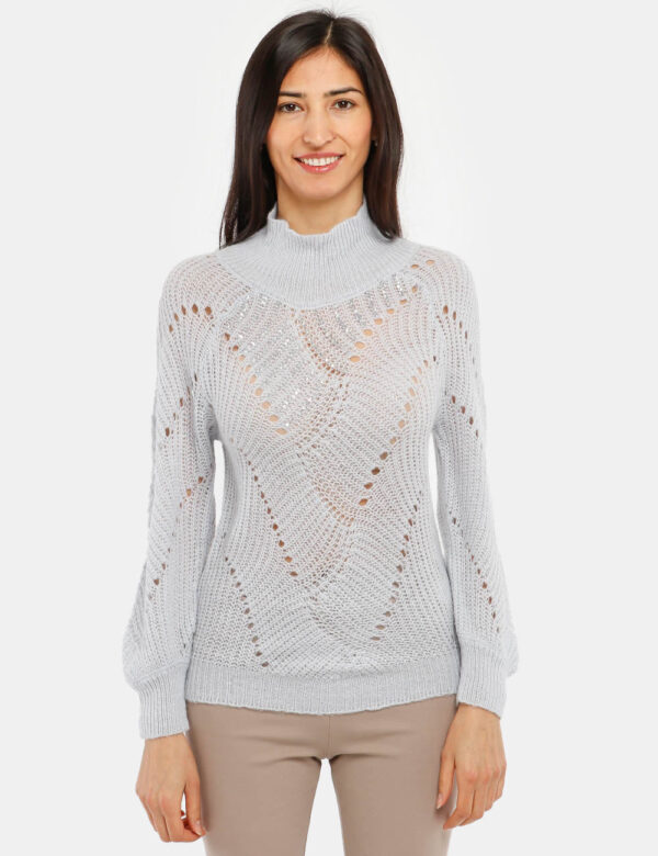 Maglione Fracomina con perline - 52% poliammide 26% acrilico 12% lana 10% mohairLa modella indossa la taglia S ed è alta 178