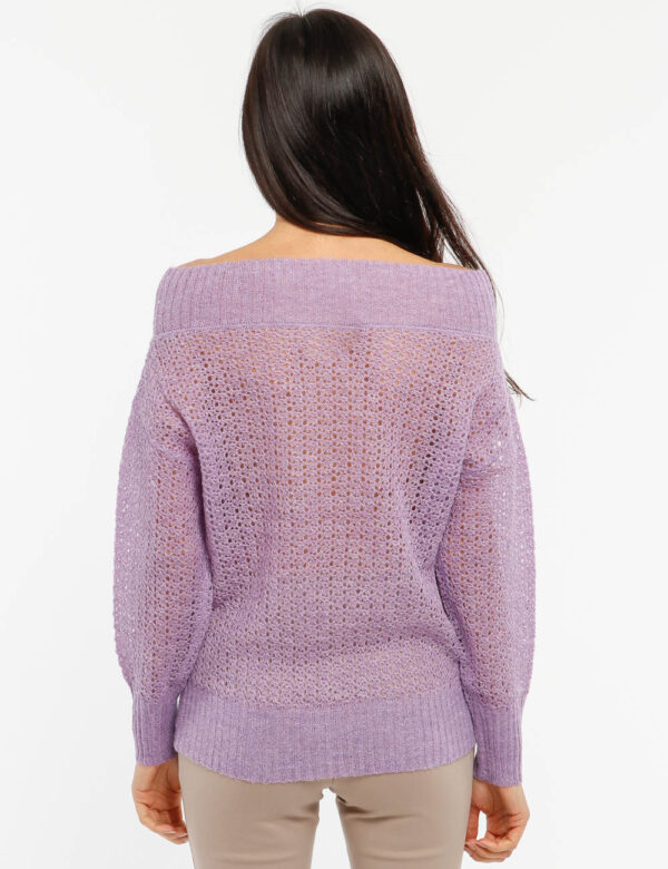 Maglione Fracomina lurex a trama larga - 55% acrilico 30% nylon 8% mohair 7% lanaLa modella indossa la taglia S ed è alta 17