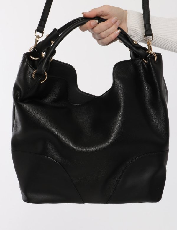 Borsa Fracomina nero - COMPOSIZIONE E VESTIBILITÀ:100% poliuretanoCONSIGLI DI STILE:Borsa a mano semirigida di grandi dimens