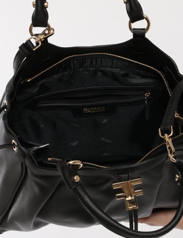 Borsa Fracomina nero - COMPOSIZIONE E VESTIBILITÀ:100% poliuretanoCONSIGLI DI STILE:Borsa a mano semirigida di grandi dimens