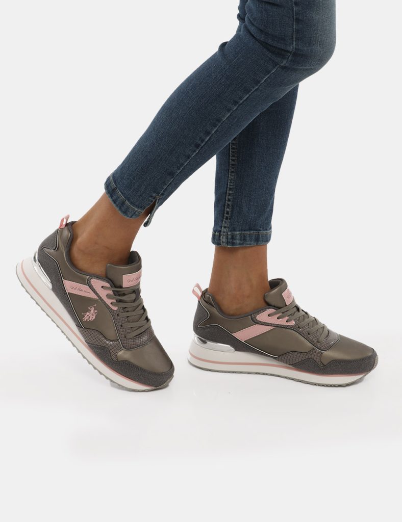 Scarpe Us Polo da donna - Sneakers U.S. Polo Assn con inserti patent in rosa