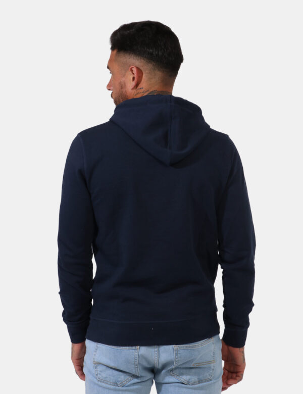 Felpa Fred Mello Blu - Felpa con cappuccio e polsini su base blu navy con stampa logo brand in bianco. Presente tascone a ta