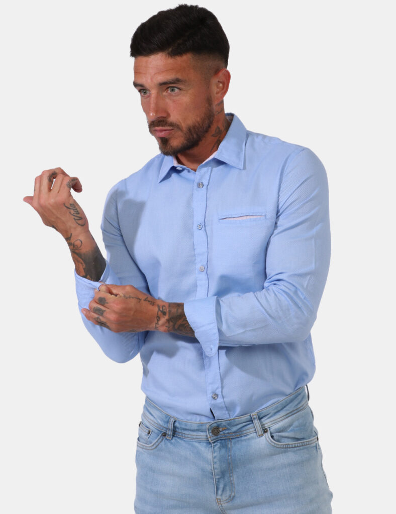 Outlet camicia da uomo scontata - Camicia Fred Mello Azzurro