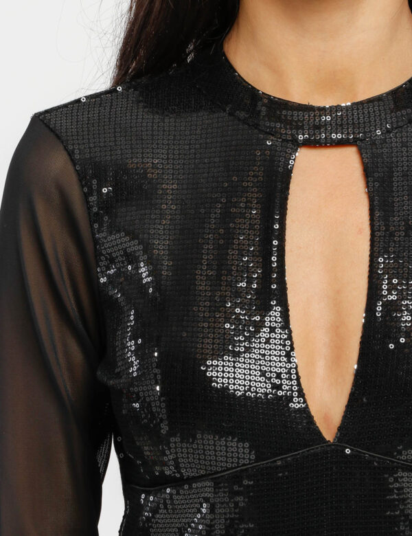 Body Fracomina con paillettes - Esterno: 96% viscosa 4% elastina - Fodera: 100% poliestereLa modella indossa la taglia S ed