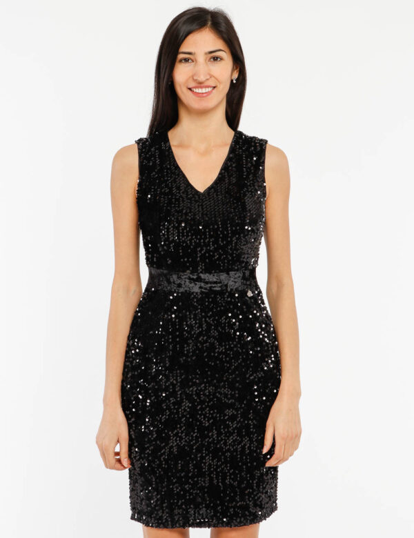 Vestito Fracomina con paillettes - Esterno: 100% spandex - Fodera: 95% poliestere 5% spandexLa modella indossa la taglia S e
