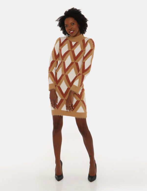 Vestito Fracomina in maglia con motivo geometrico - 50% poliestere 25% acrilica 20% nylon 5% elastanLa modella indossa la ta