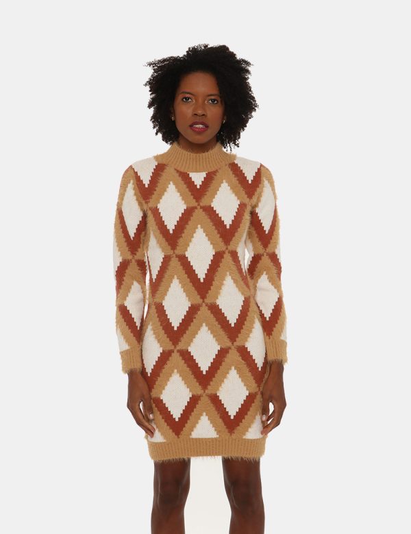 Vestito Fracomina in maglia con motivo geometrico - 50% poliestere 25% acrilica 20% nylon 5% elastanLa modella indossa la ta