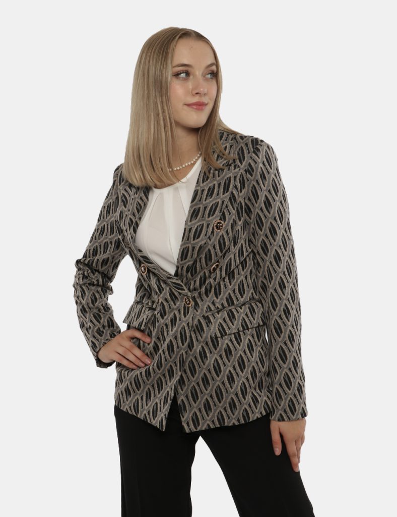 Blazer elegante da donna scontato - Blazer Yes Zee fantasia grigio