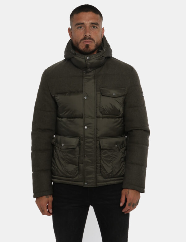 Piumino Yes Zee verde moro - COMPOSIZIONE E VESTIBILITÀ:50% poliestere 50% lanaIl modello è alto 178 cm e indossa la taglia
