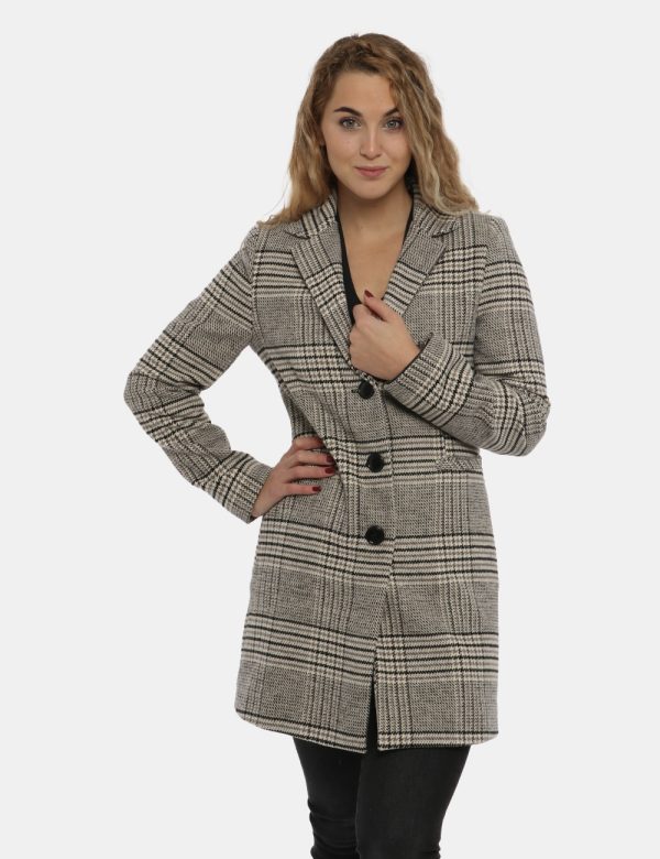 Cappotto Vougue panna bicolor - COMPOSIZIONE E VESTIBILITÀ:92% poliestere 8% viscosaLa modella è alta 170 cm e indossa la ta