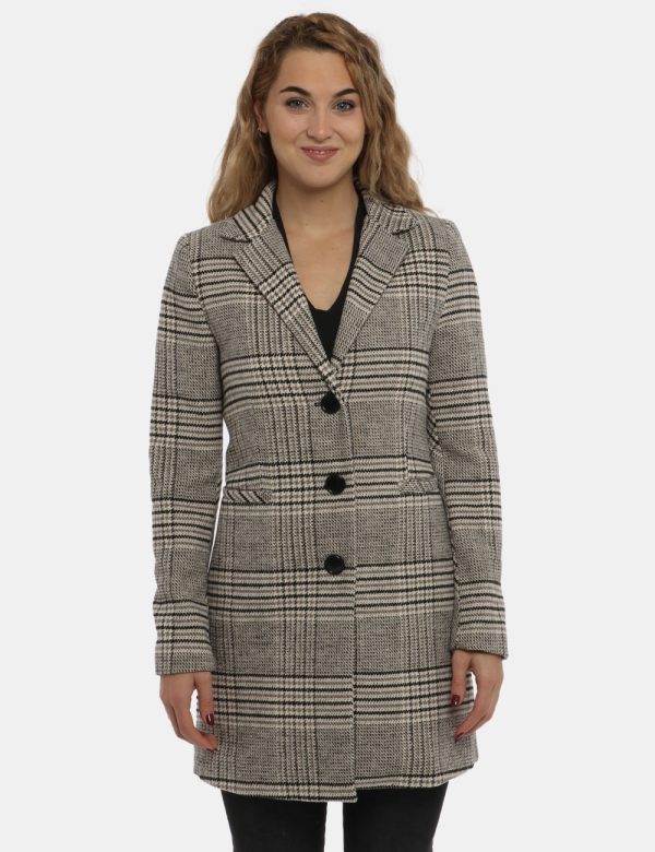 Cappotto Vougue panna bicolor - COMPOSIZIONE E VESTIBILITÀ:92% poliestere 8% viscosaLa modella è alta 170 cm e indossa la ta