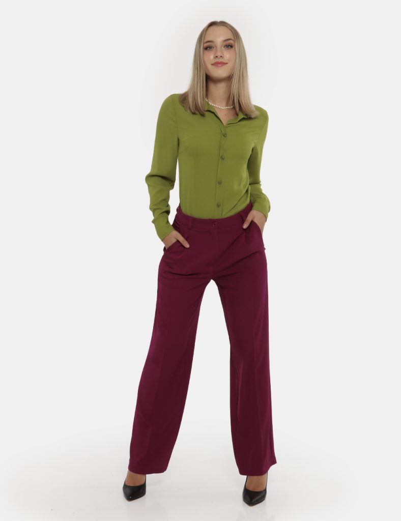 Pantaloni da donna larghi scontati - Pantalone Vougue viola prugna