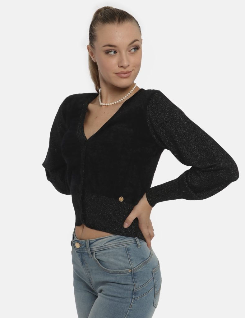 Maglia elegante scontata - Cardigan Yes Zee nero